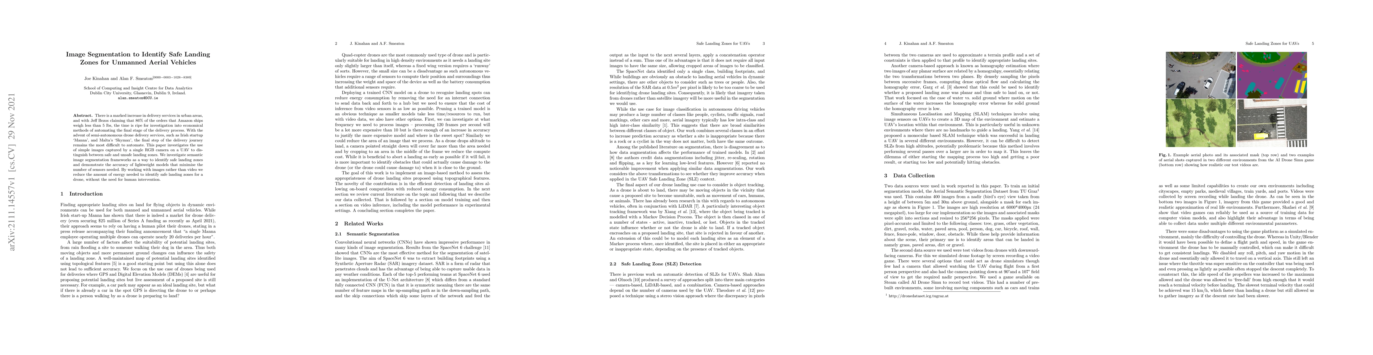 Thumbnail for Image Segmentation to Identify Safe Landing Zones for Unmanned Aerial
  Vehicles