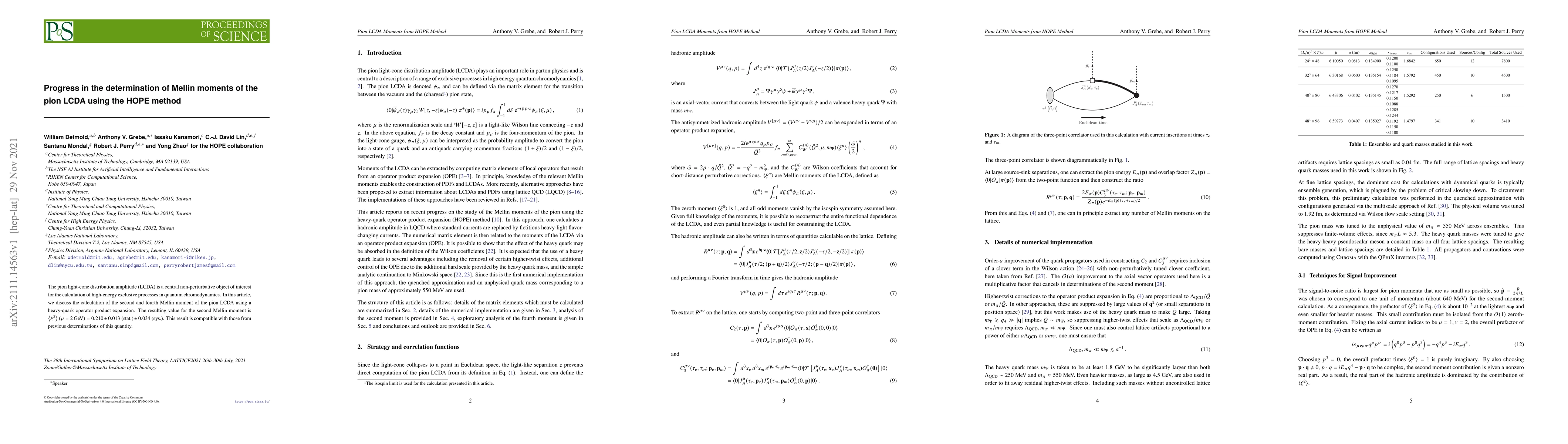 Thumbnail for Progress in the determination of Mellin moments of the pion LCDA using
  the HOPE method