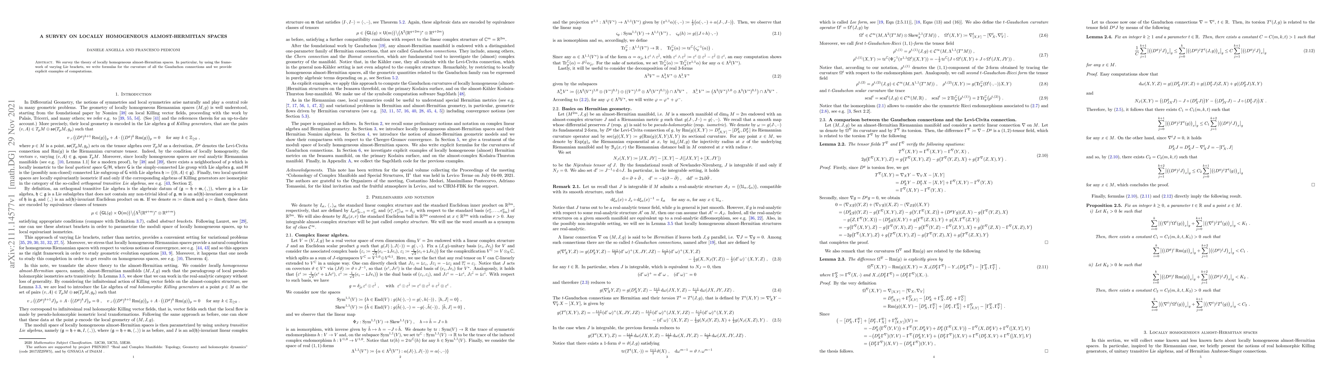 Thumbnail for A survey on locally Homogeneous almost-Hermitian spaces