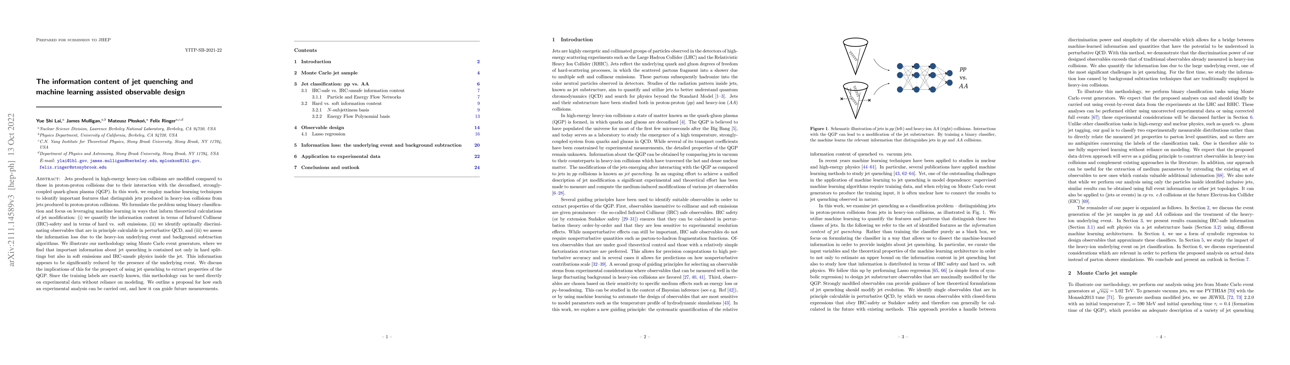 Thumbnail for The information content of jet quenching and machine learning assisted
  observable design