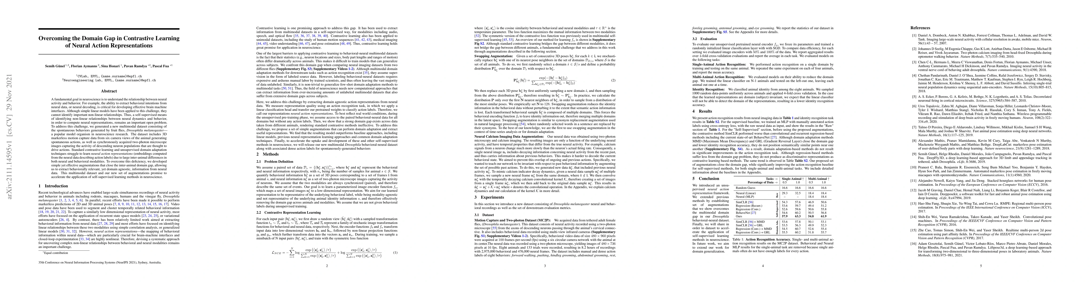 Thumbnail for Overcoming the Domain Gap in Contrastive Learning of Neural Action
  Representations