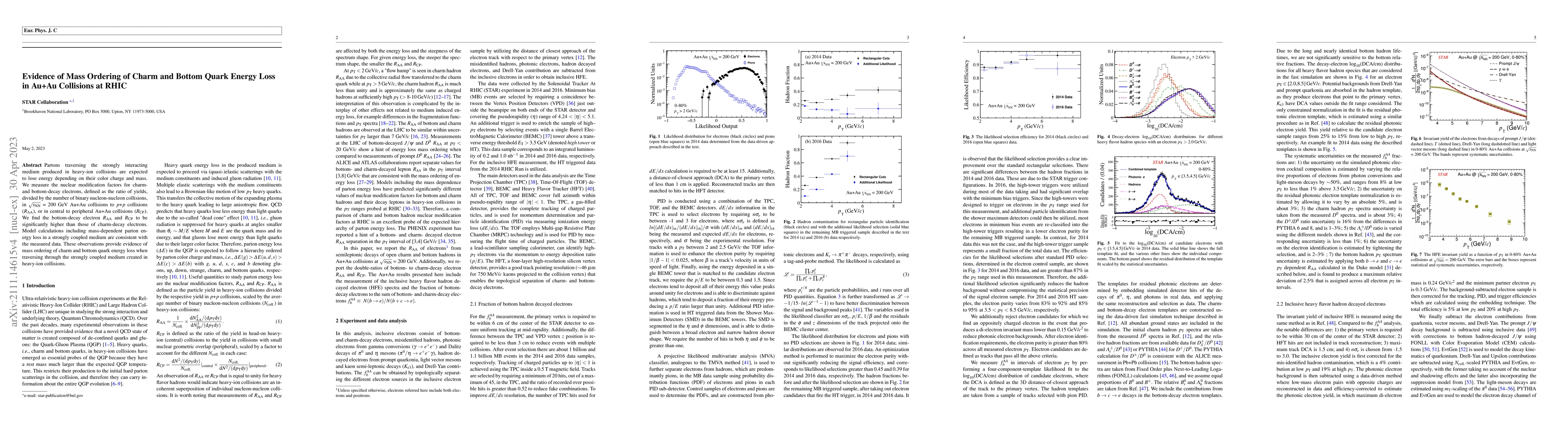 Thumbnail for Evidence of Mass Ordering of Charm and Bottom Quark Energy Loss in Au+Au
  Collisions at RHIC