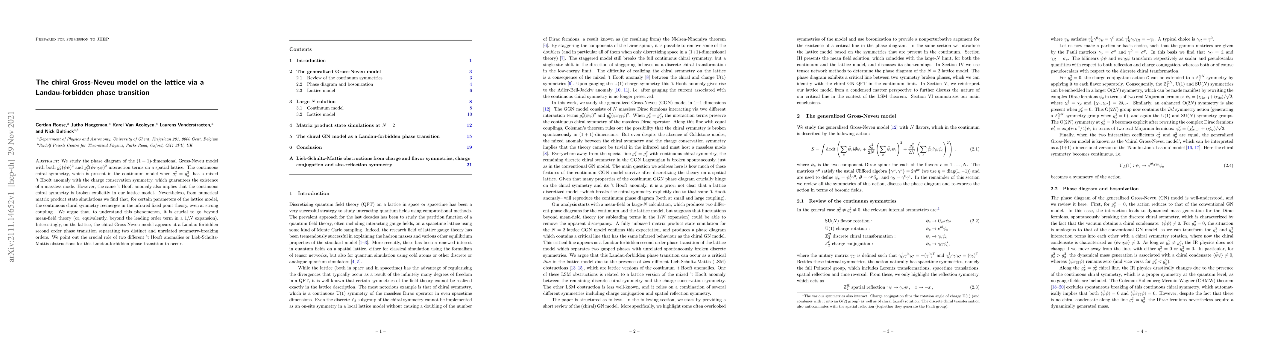 Thumbnail for The Chiral Gross-Neveu model on the lattice via a Landau-forbidden phase
  transition