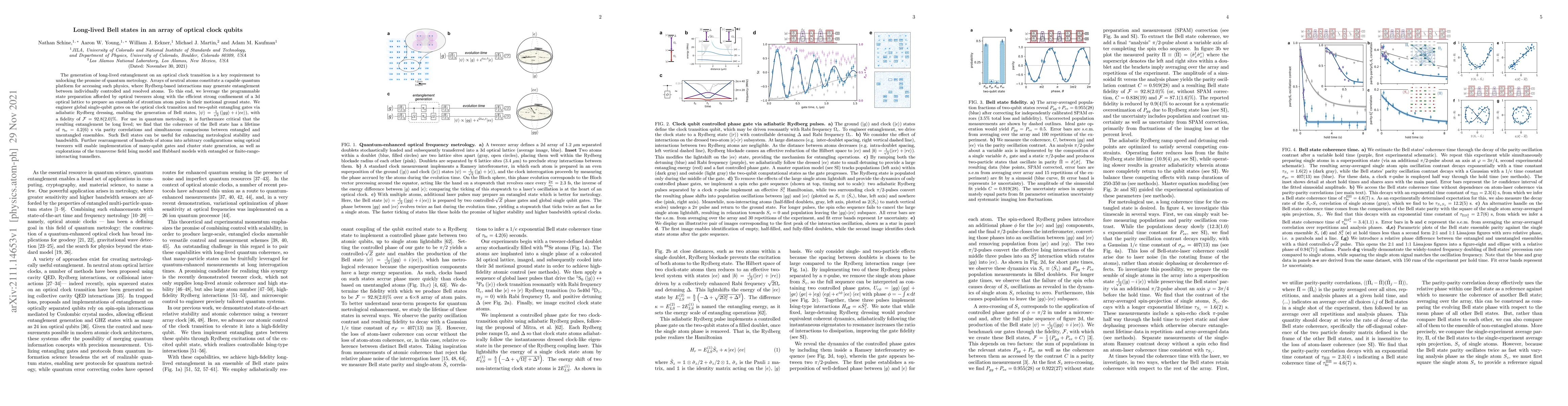 Thumbnail for Long-lived Bell states in an array of optical clock qubits