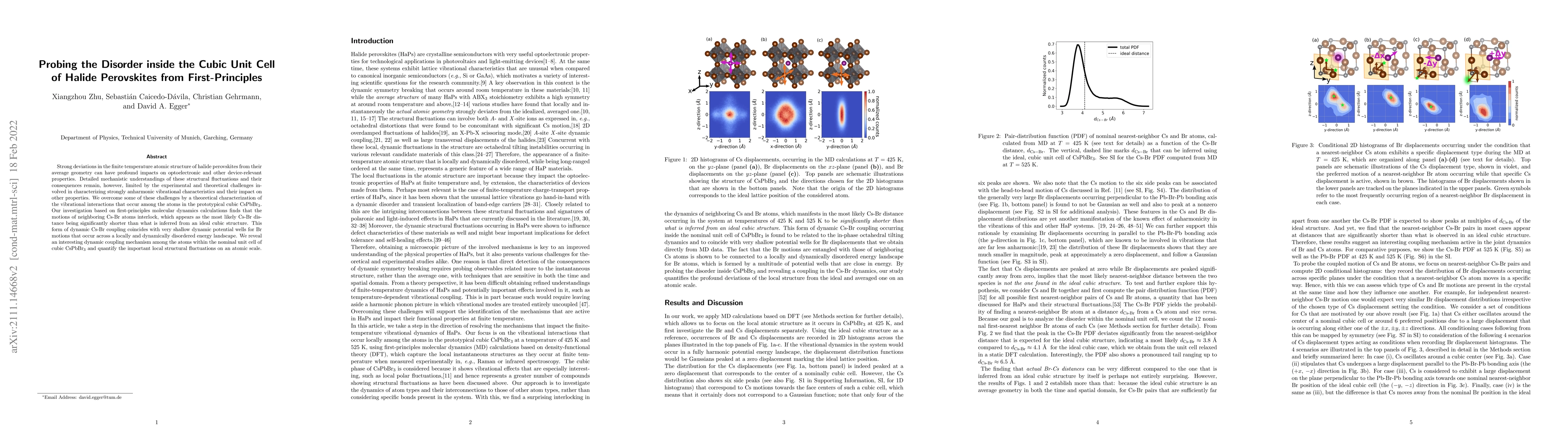 Thumbnail for Probing the Disorder inside the Cubic Unit Cell of Halide Perovskites
  from First-Principles