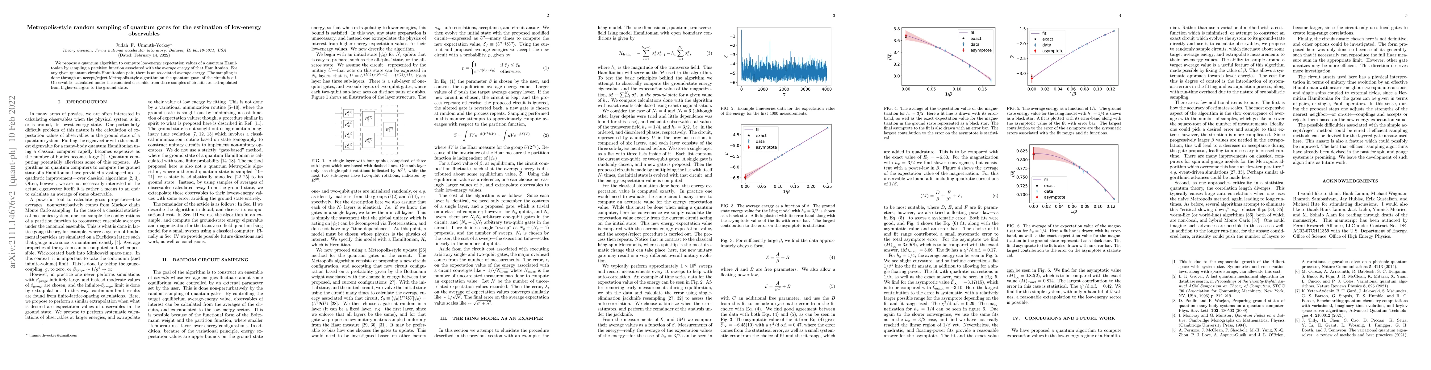 Thumbnail for Metropolis-style random sampling of quantum gates for the estimation of
  low-energy observables