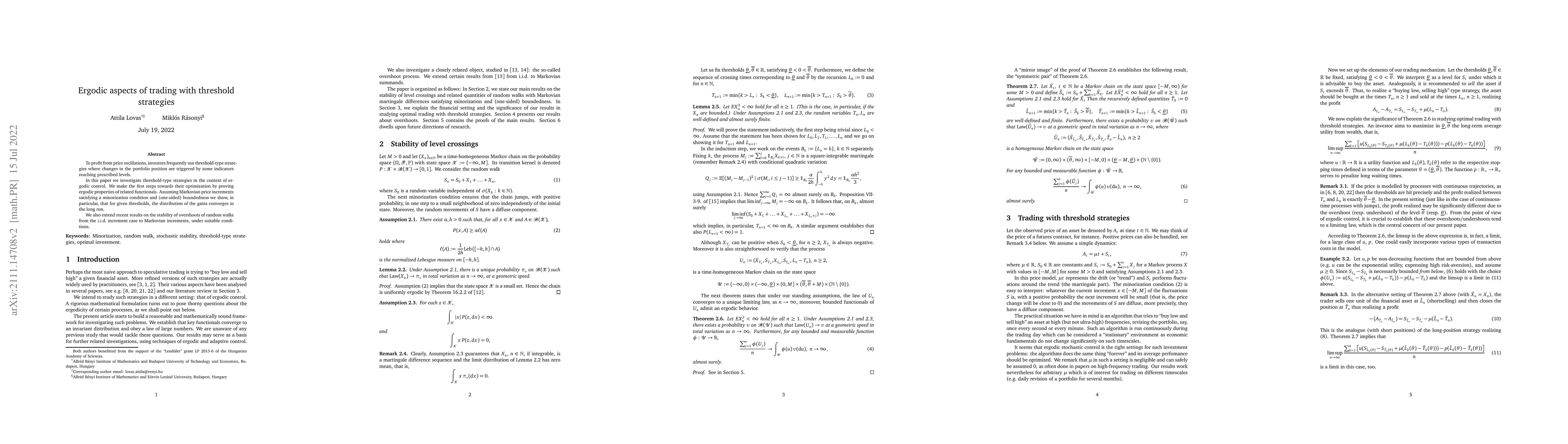 Thumbnail for Ergodic aspects of trading with threshold strategies
