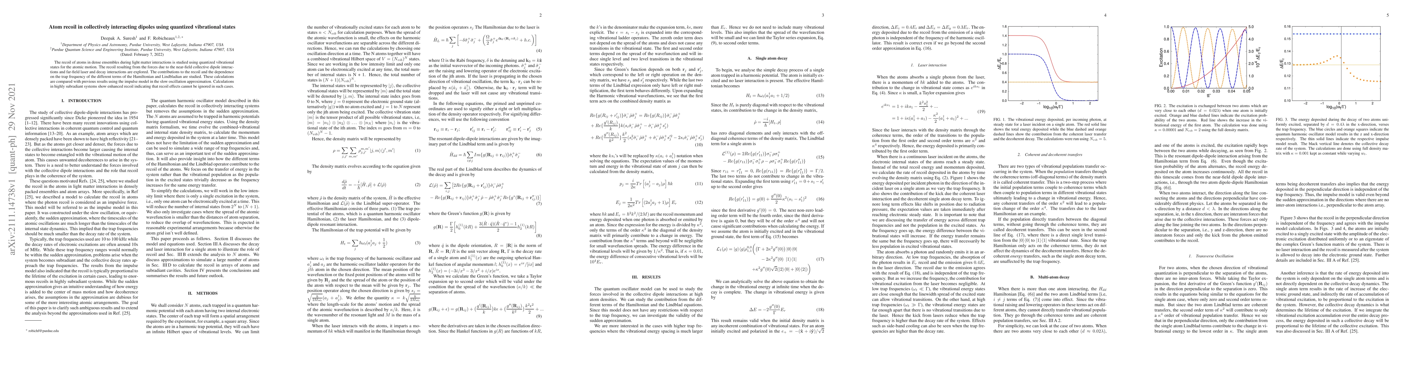 Thumbnail for Atom recoil in collectively interacting dipoles using quantized
  vibrational states
