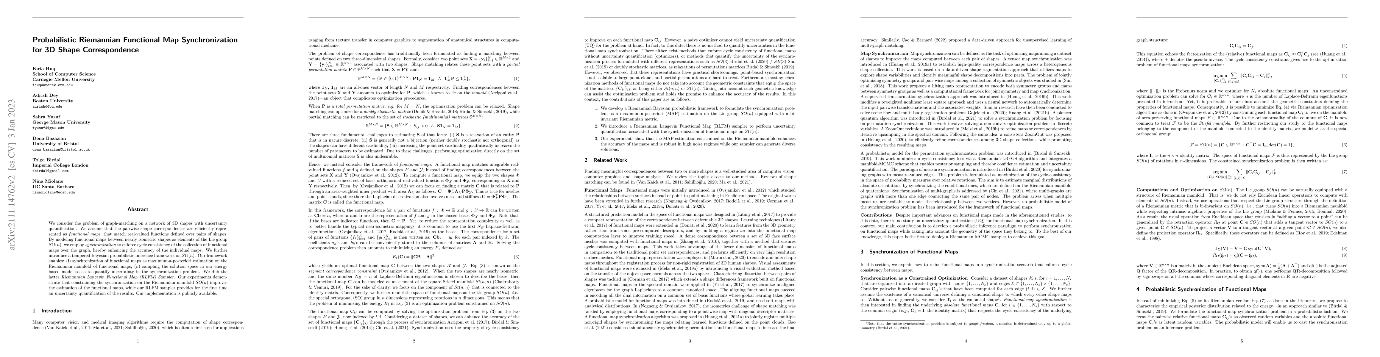 Thumbnail for Riemannian Functional Map Synchronization for Probabilistic Partial
  Correspondence in Shape Networks