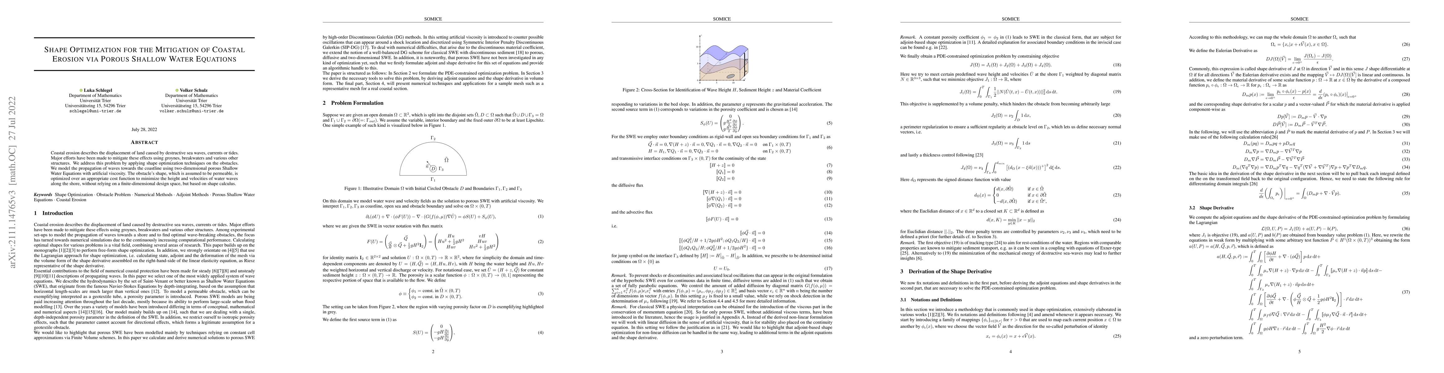 Thumbnail for Shape Optimization for the Mitigation of Coastal Erosion via Porous
  Shallow Water Equations