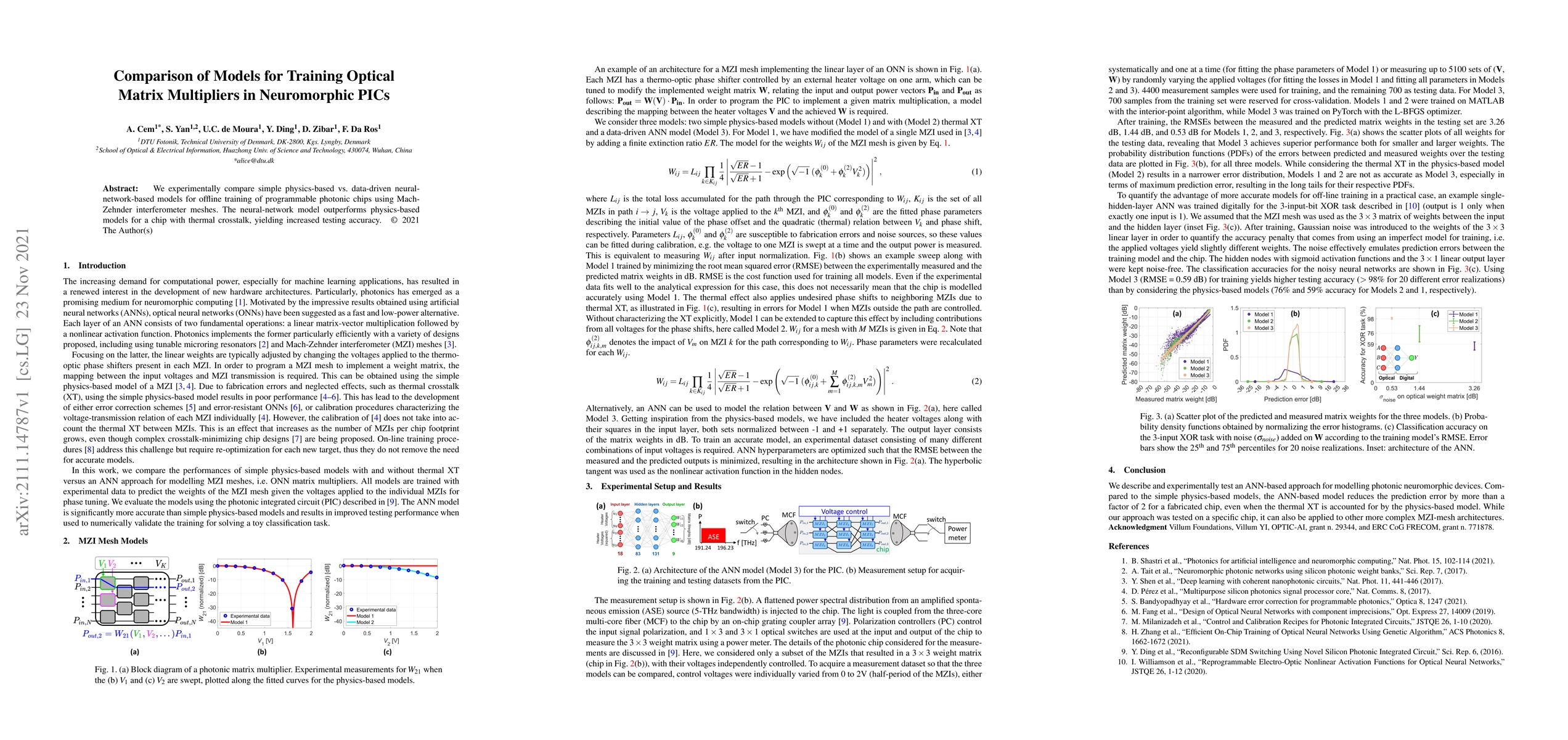 Thumbnail for Comparison of Models for Training Optical Matrix Multipliers in
  Neuromorphic PICs