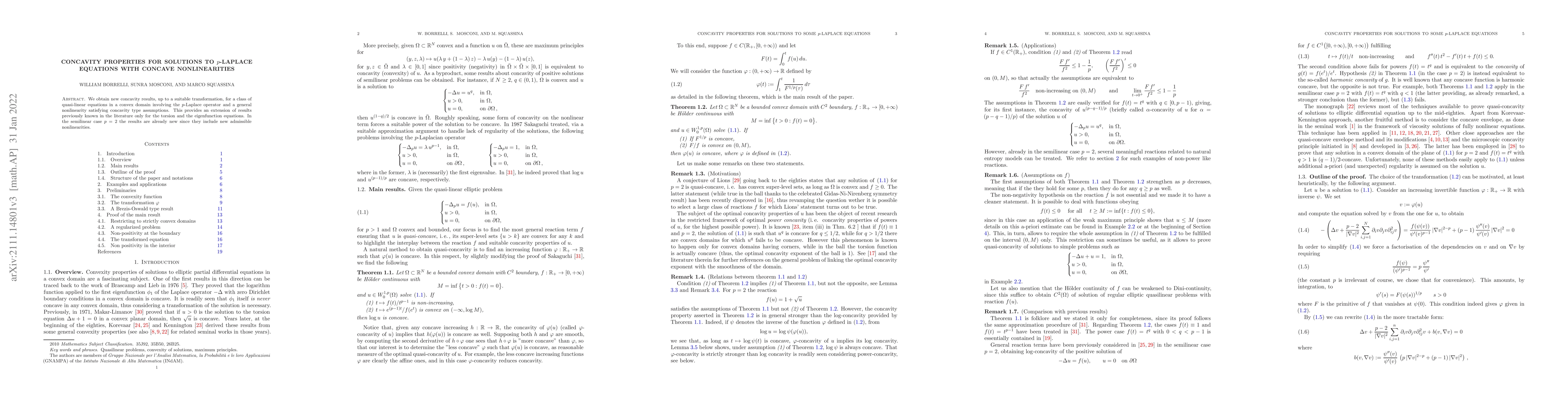 Thumbnail for Concavity properties for solutions to $p$-Laplace equations with concave
  nonlinearities