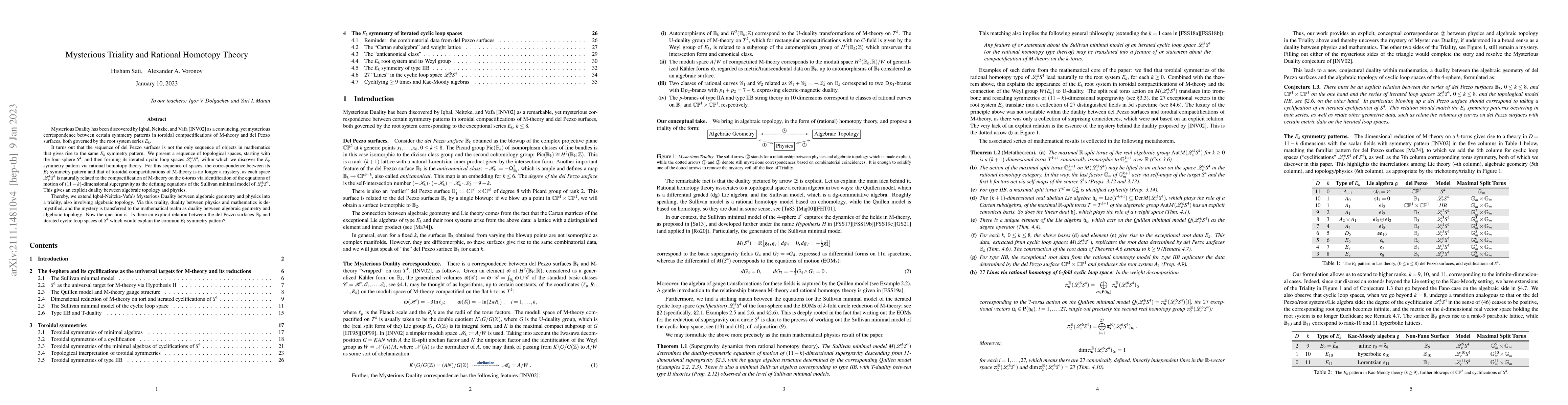 Thumbnail for Mysterious Triality and Rational Homotopy Theory