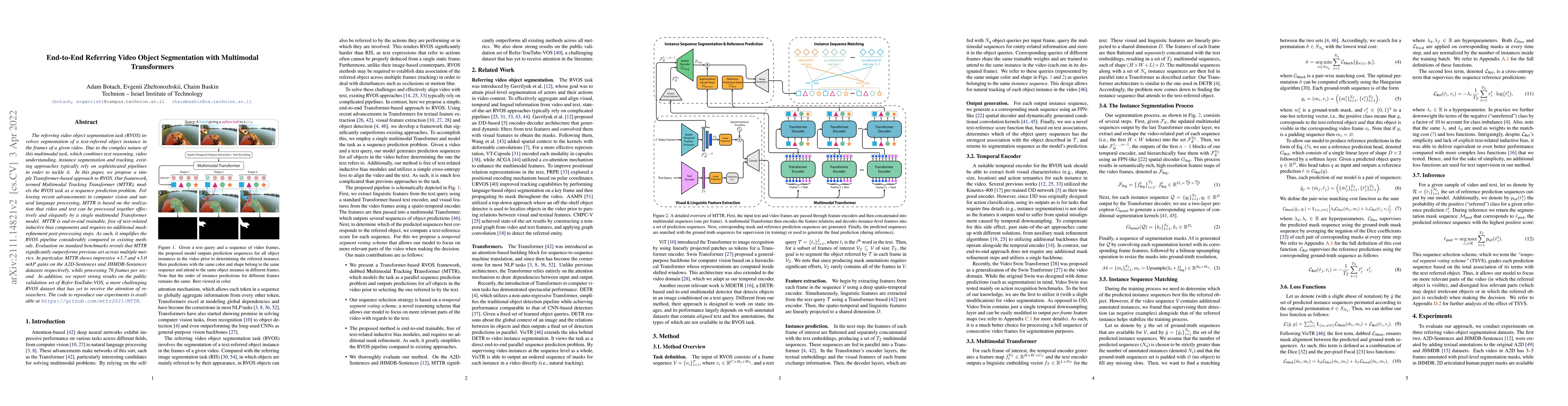 Thumbnail for End-to-End Referring Video Object Segmentation with Multimodal
  Transformers