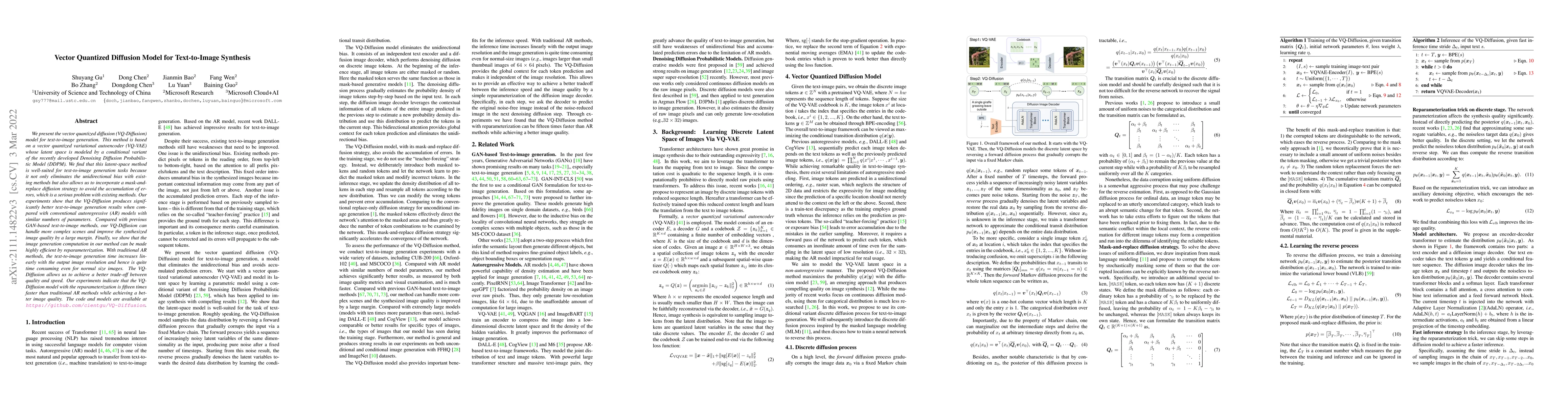Thumbnail for Vector Quantized Diffusion Model for Text-to-Image Synthesis
