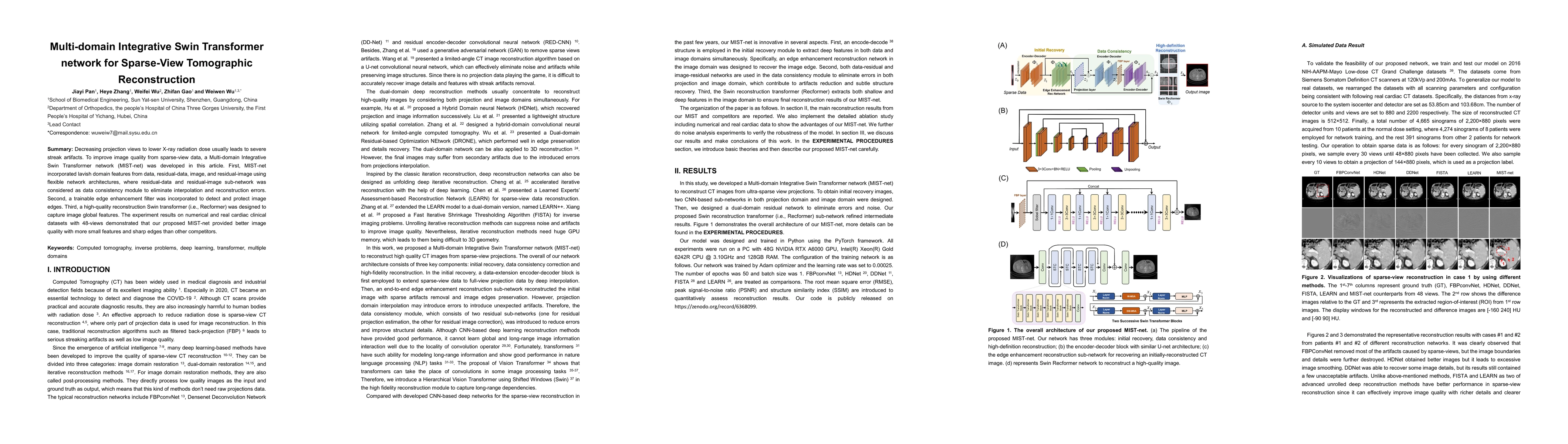 Thumbnail for Multi-domain Integrative Swin Transformer network for Sparse-View
  Tomographic Reconstruction