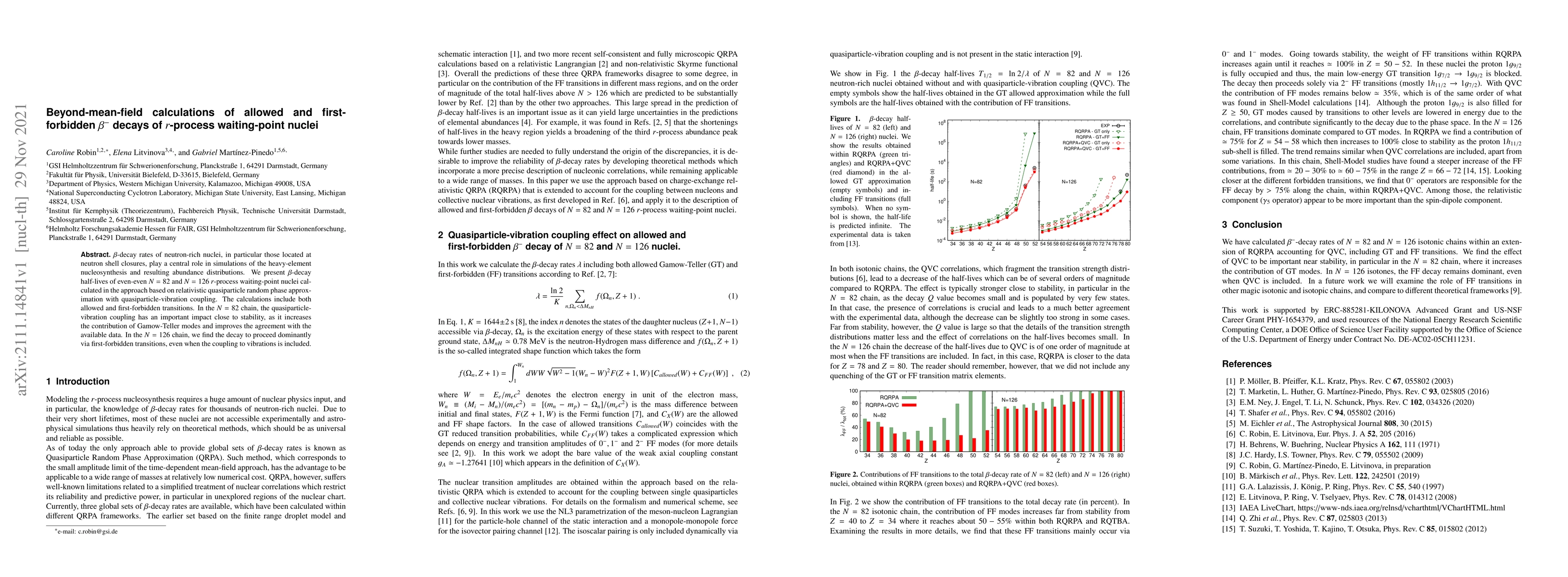 Thumbnail for Beyond-mean-field calculations of allowed and first-forbidden $\beta^-$
  decays of $r$-process waiting-point nuclei