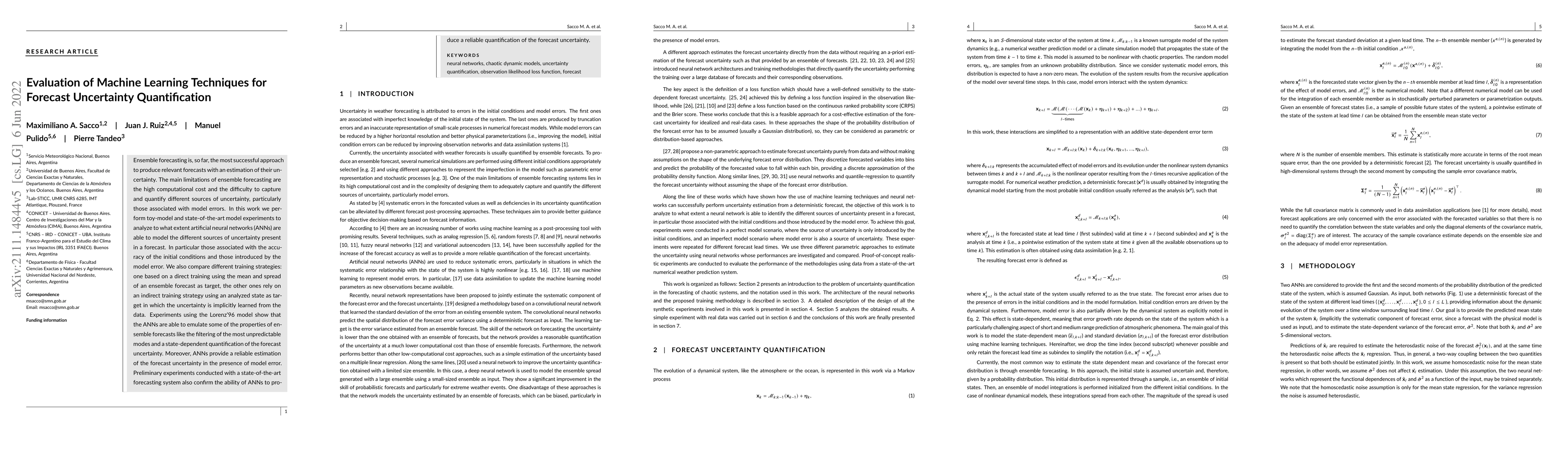 Thumbnail for Evaluation of Machine Learning Techniques for Forecast Uncertainty
  Quantification