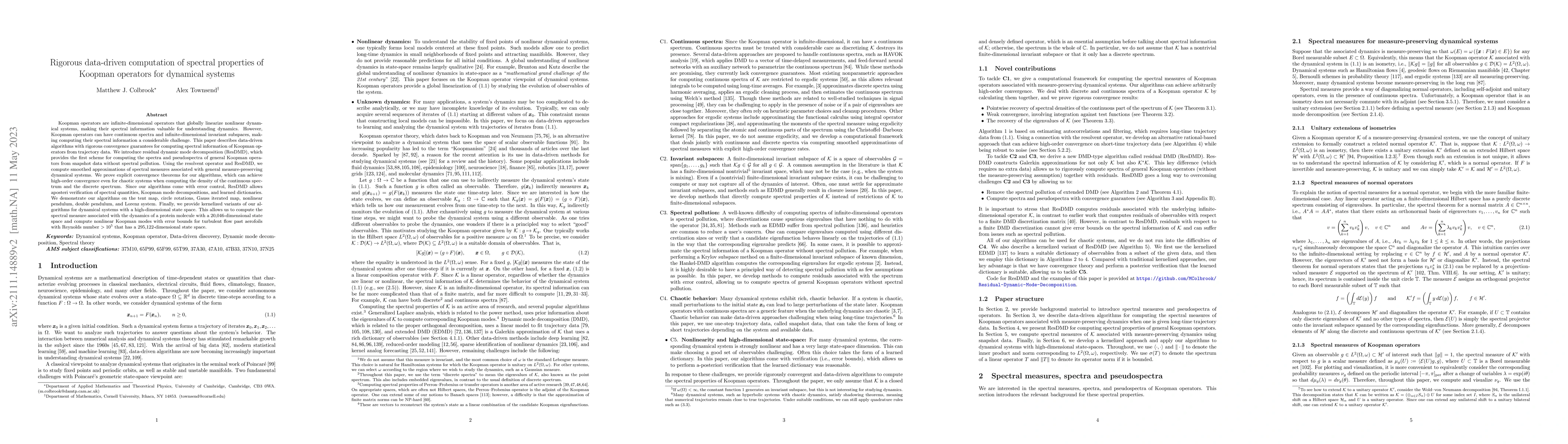 Thumbnail for Rigorous data-driven computation of spectral properties of Koopman
  operators for dynamical systems