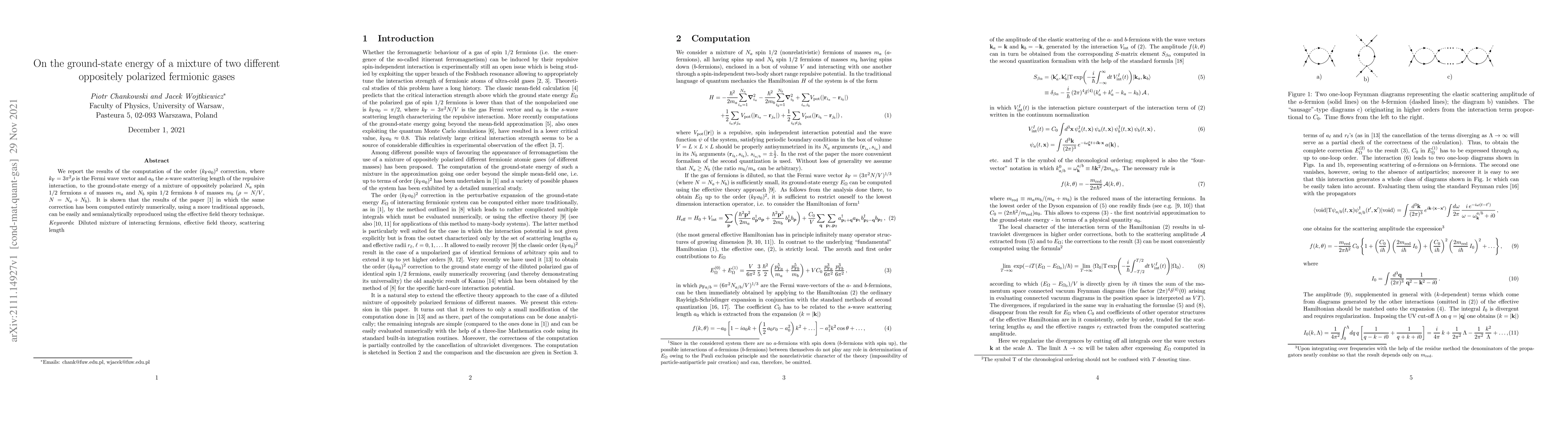 Thumbnail for On the ground-state energy of a mixture of two different oppositely
  polarized fermionic gases