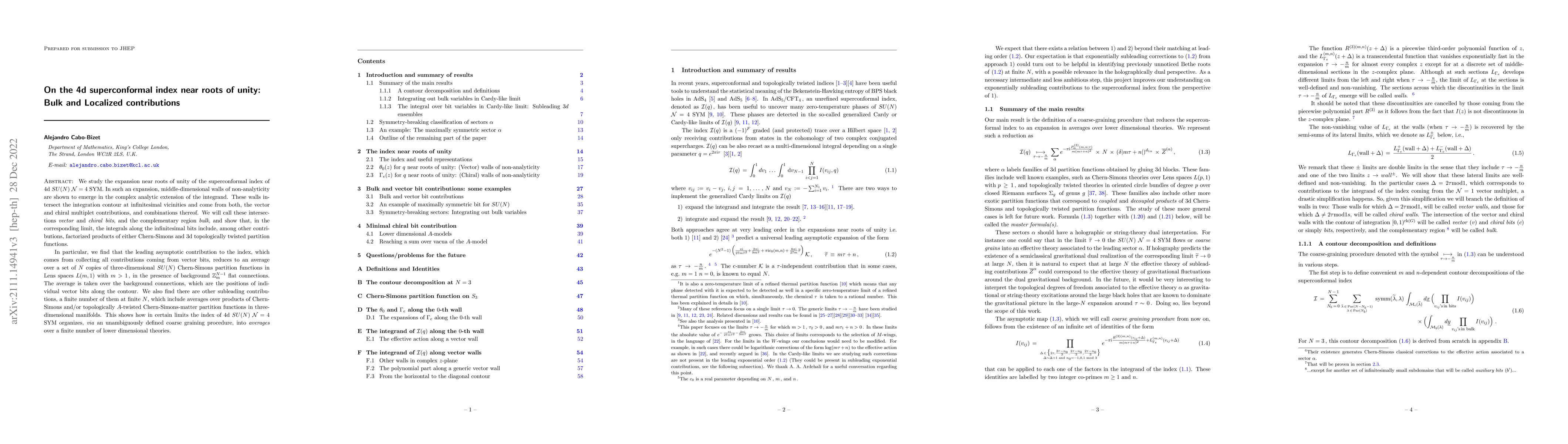 Thumbnail for On the 4d superconformal index near roots of unity: Bulk and Localized
  contributions