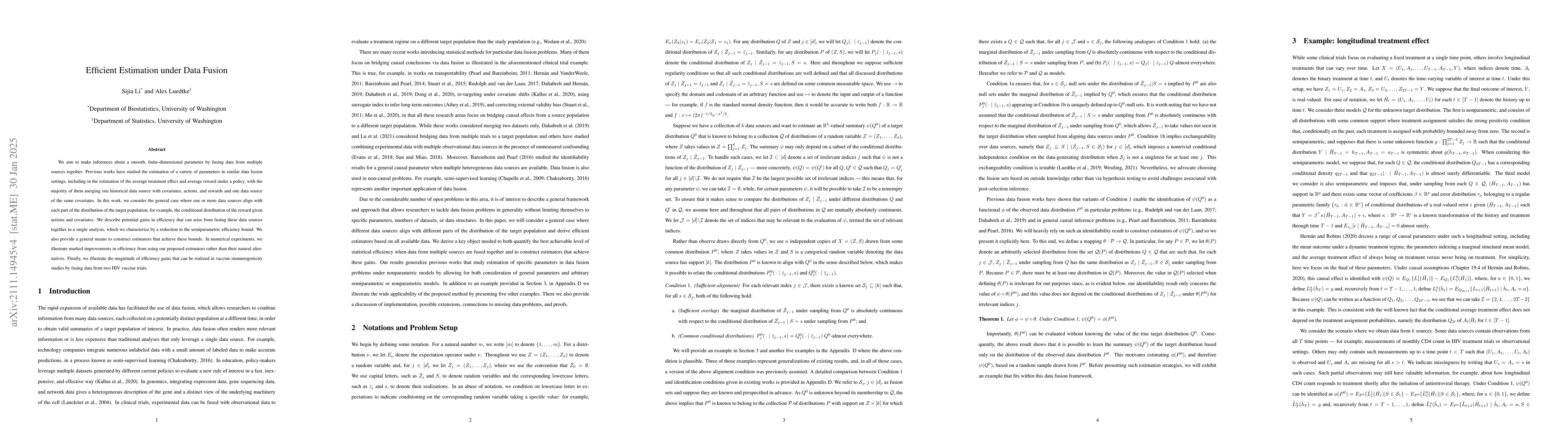 Thumbnail for Efficient Estimation Under Data Fusion