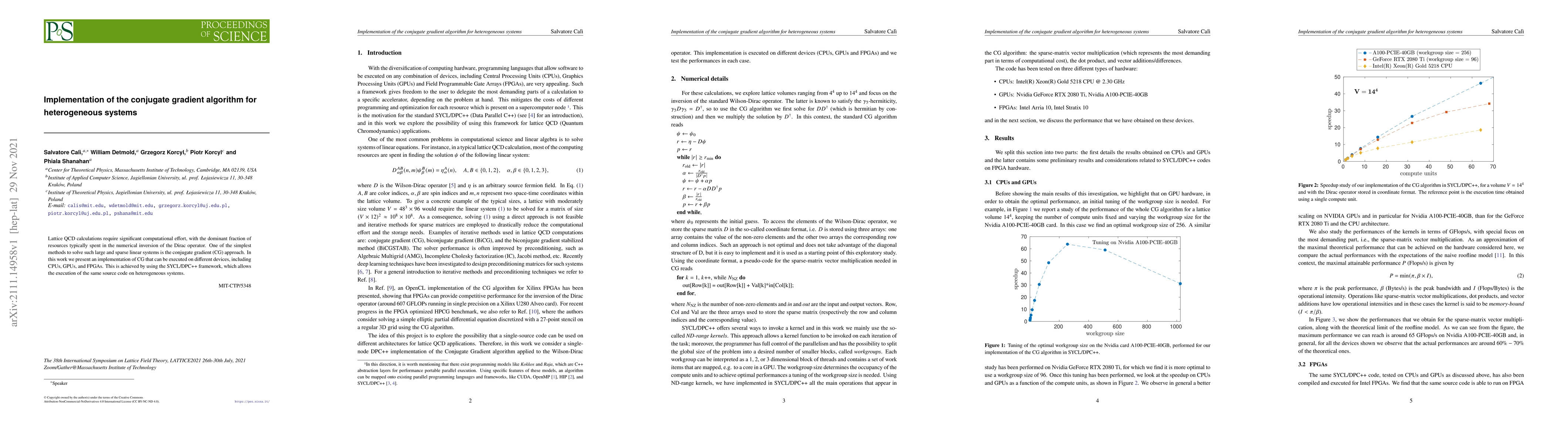 Thumbnail for Implementation of the conjugate gradient algorithm for heterogeneous
  systems
