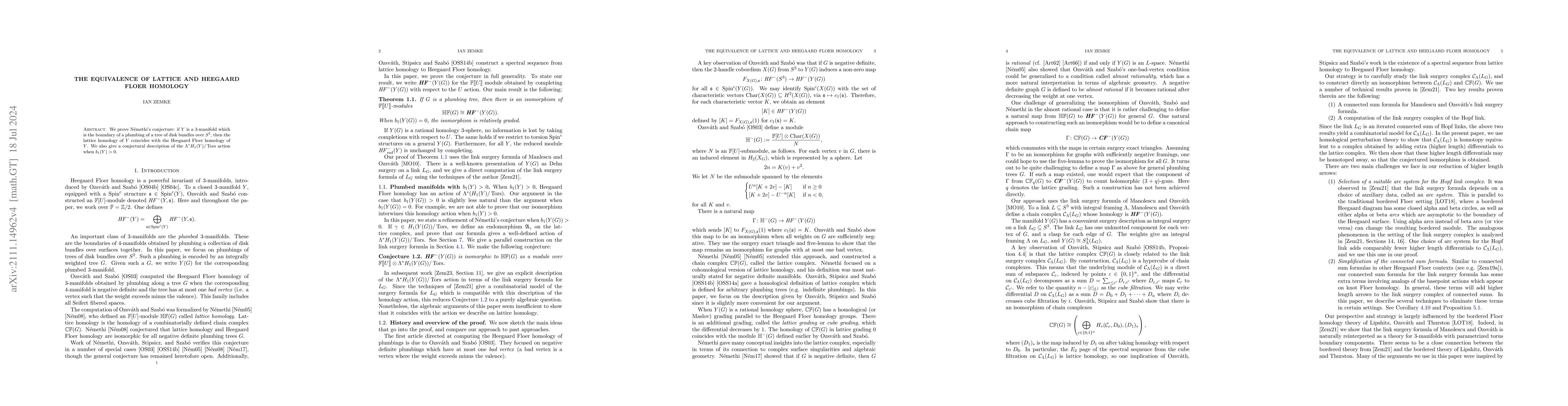 Thumbnail for The equivalence of lattice and Heegaard Floer homology