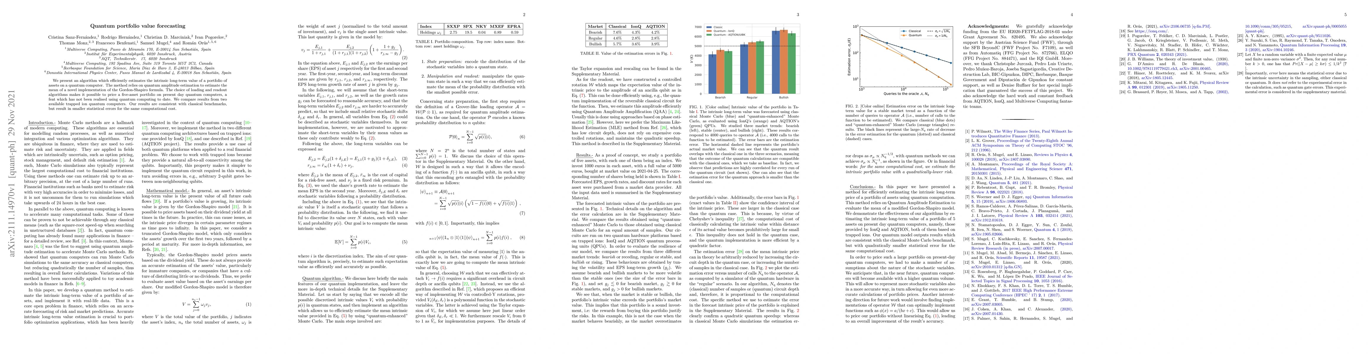 Thumbnail for Quantum portfolio value forecasting
