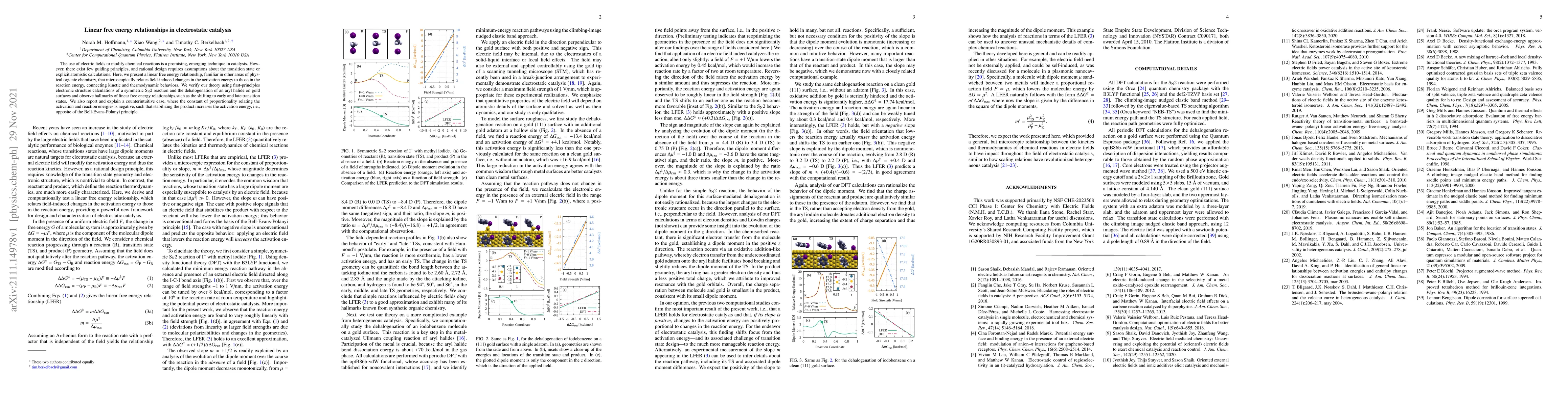 Thumbnail for Linear free energy relationships in electrostatic catalysis