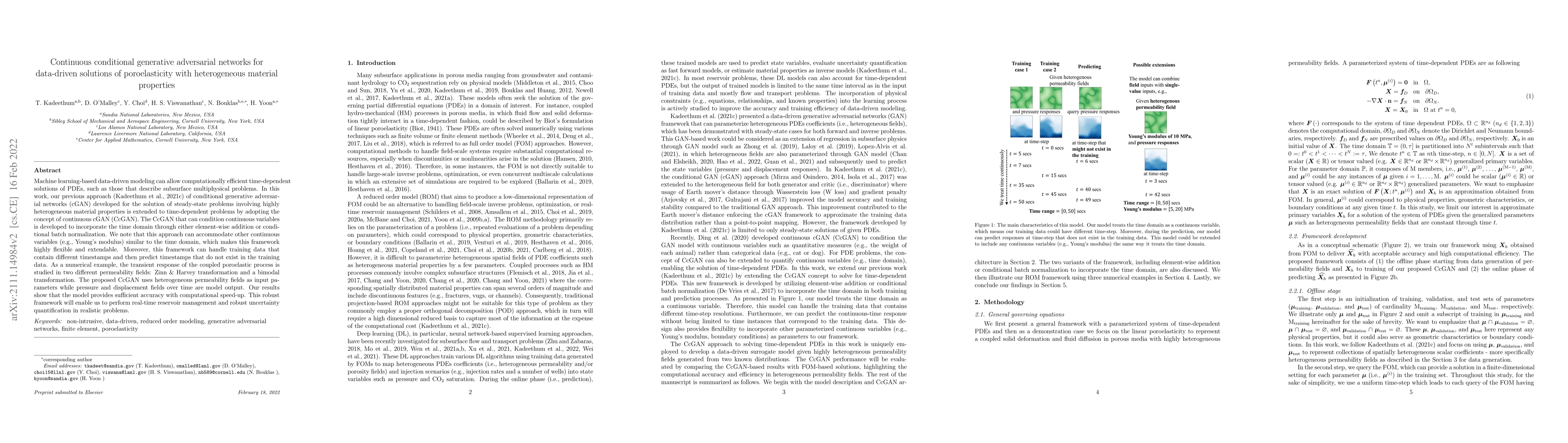 Thumbnail for Continuous conditional generative adversarial networks for data-driven
  solutions of poroelasticity with heterogeneous material properties