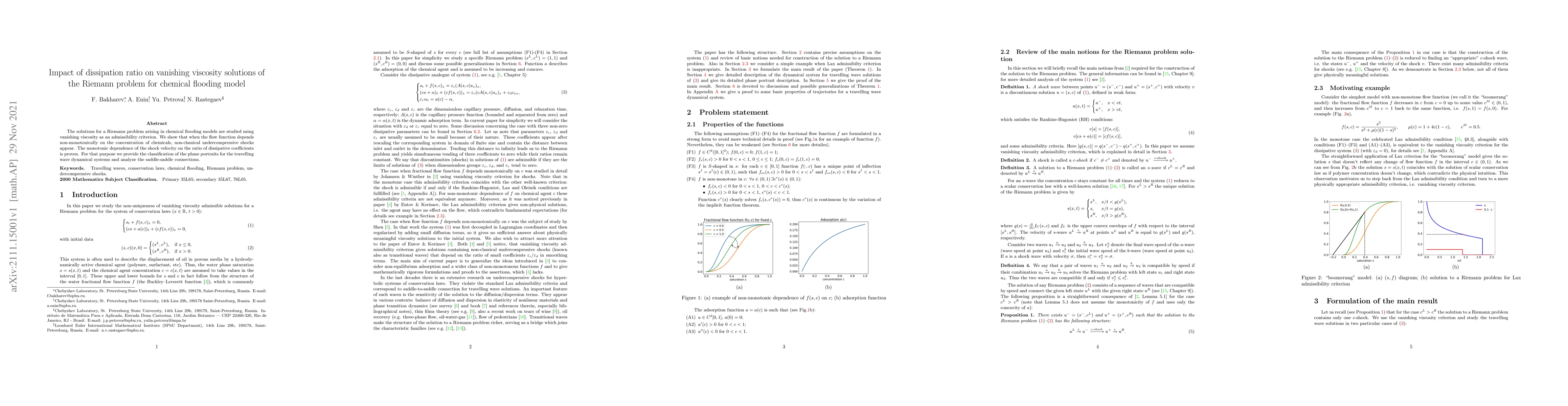 Thumbnail for Impact of dissipation ratio on vanishing viscosity solutions of the
  Riemann problem for chemical flooding model
