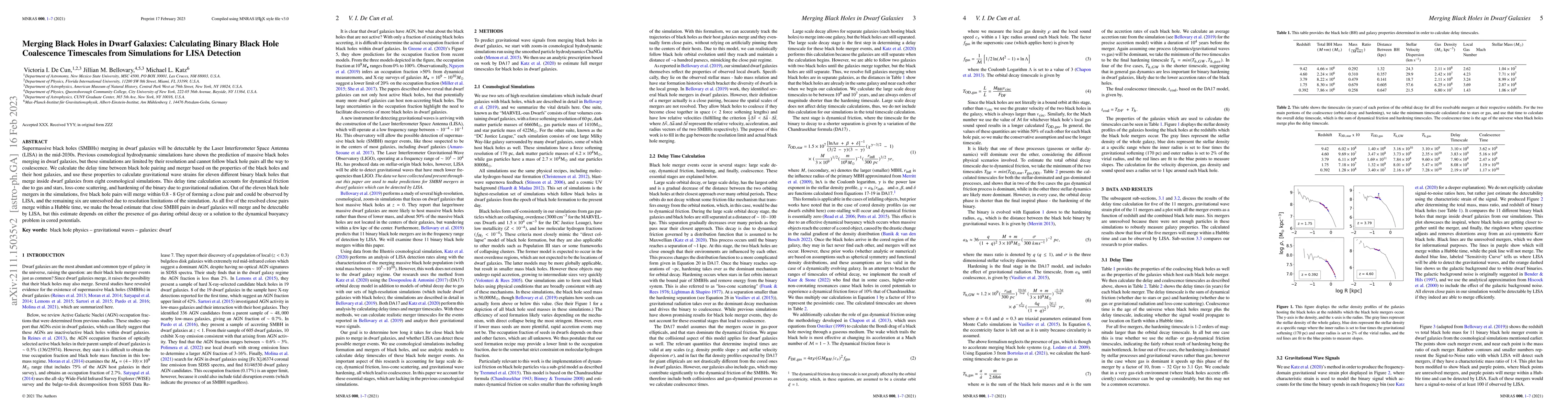 Thumbnail for Merging Black Holes in Dwarf Galaxies: Calculating Binary Black Hole
  Coalescence Timescales from Simulations for LISA Detection