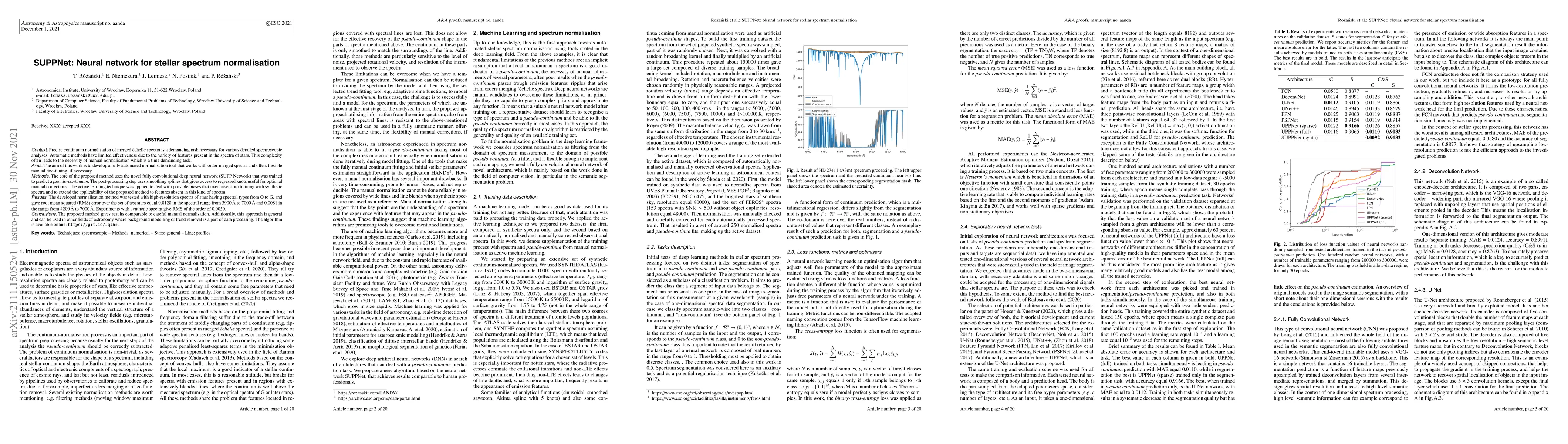 Thumbnail for SUPPNet: Neural network for stellar spectrum normalisation