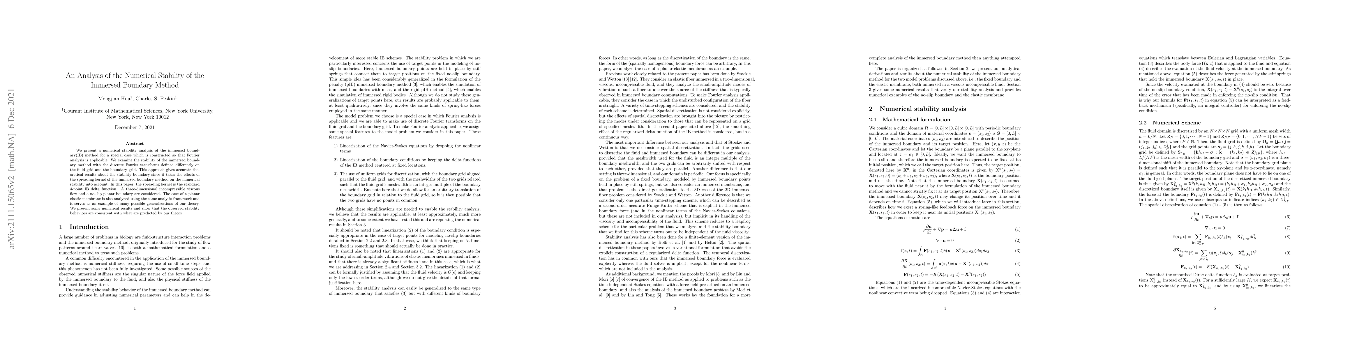 Thumbnail for An Analysis of the Numerical Stability of the Immersed Boundary Method