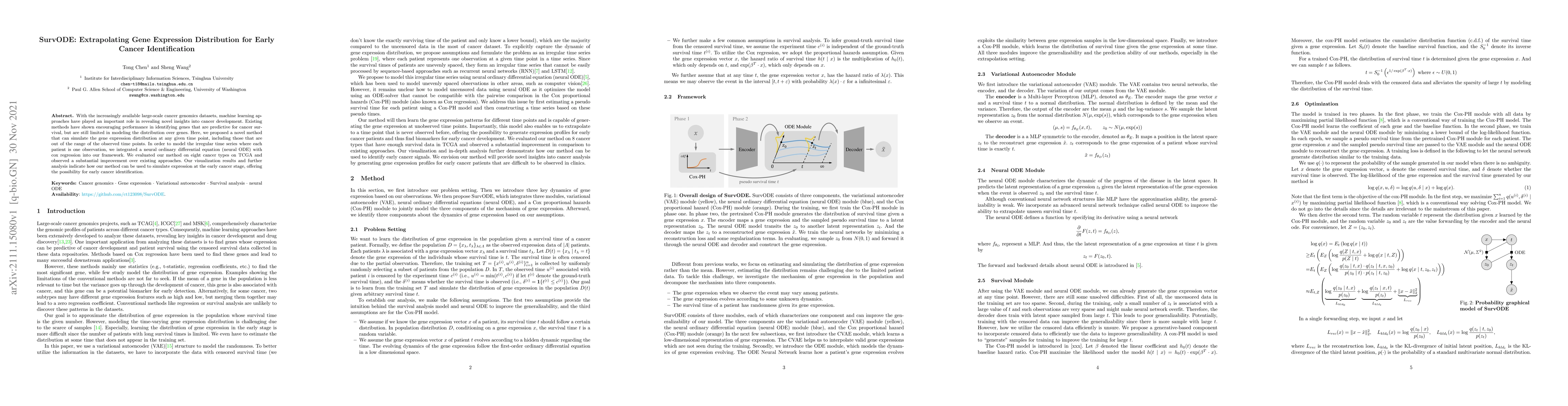 Thumbnail for SurvODE: Extrapolating Gene Expression Distribution for Early Cancer
  Identification