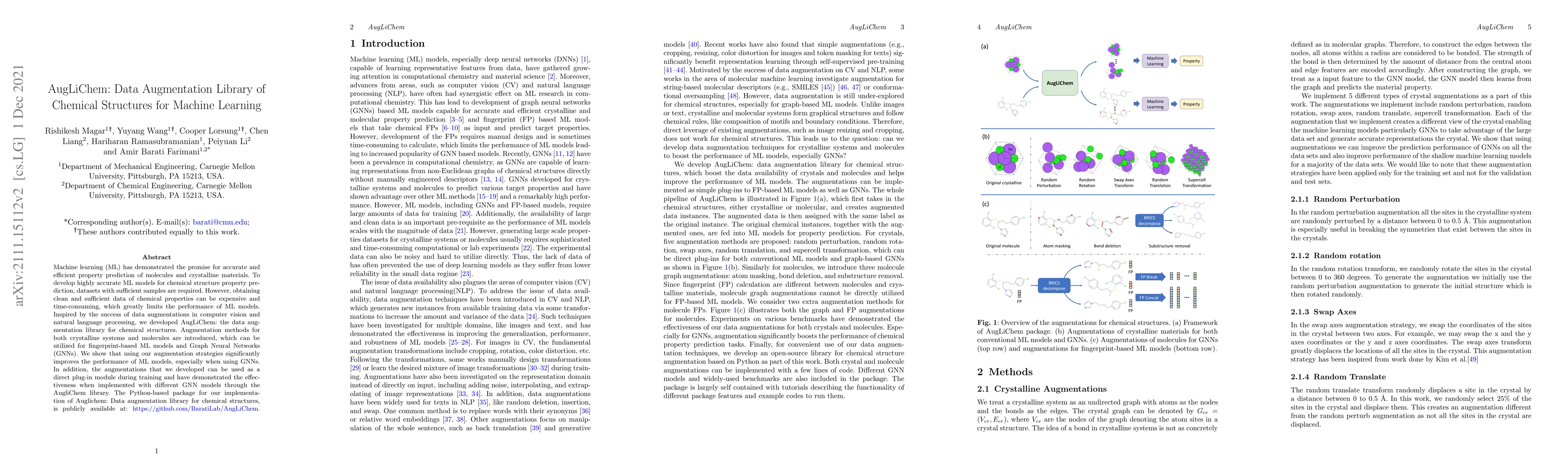Thumbnail for AugLiChem: Data Augmentation Library of Chemical Structures for Machine
  Learning