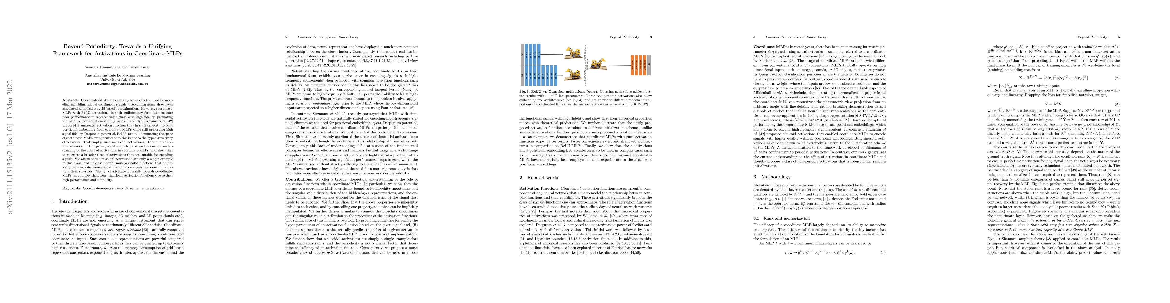 Thumbnail for Beyond Periodicity: Towards a Unifying Framework for Activations in
  Coordinate-MLPs