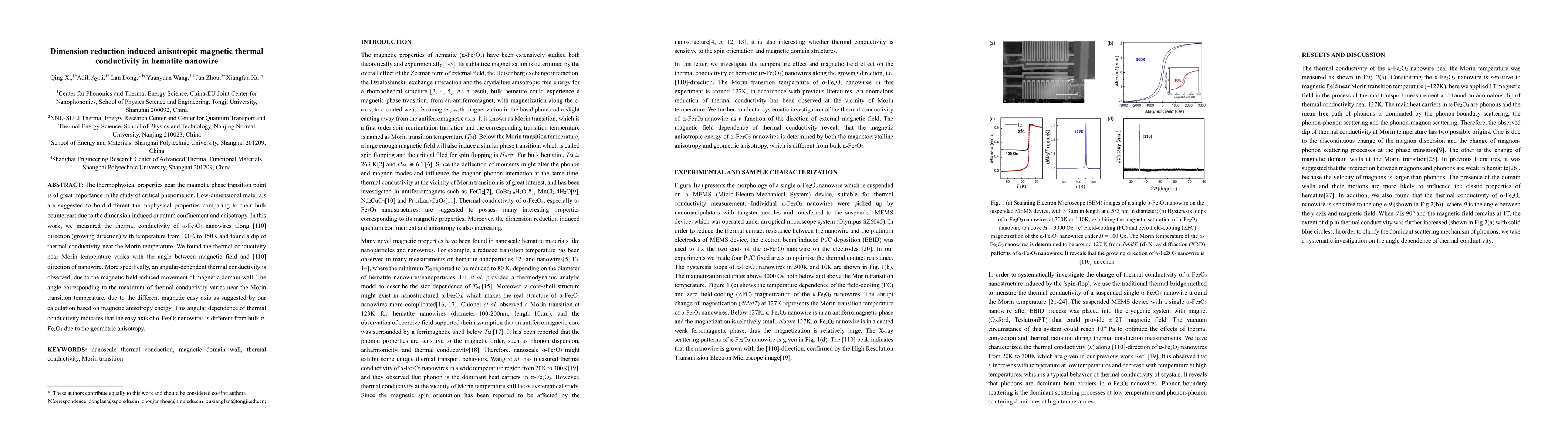Thumbnail for Dimension reduction induced anisotropic magnetic thermal conductivity in
  hematite nanowire