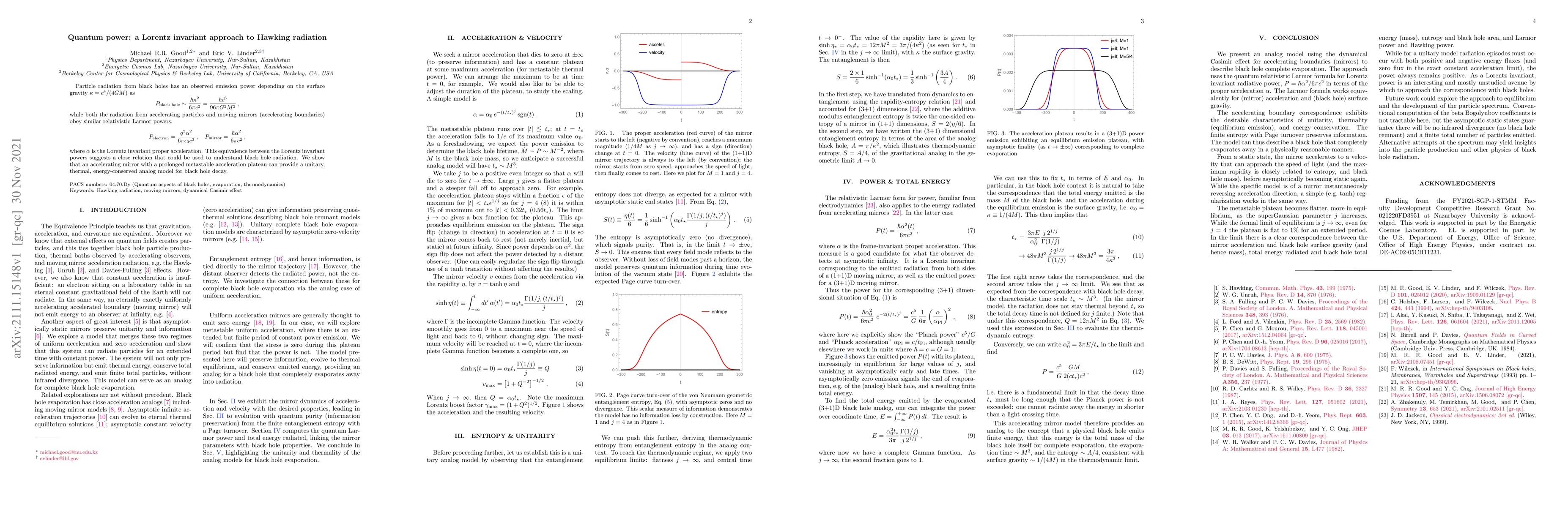 Thumbnail for Quantum power: a Lorentz invariant approach to Hawking radiation