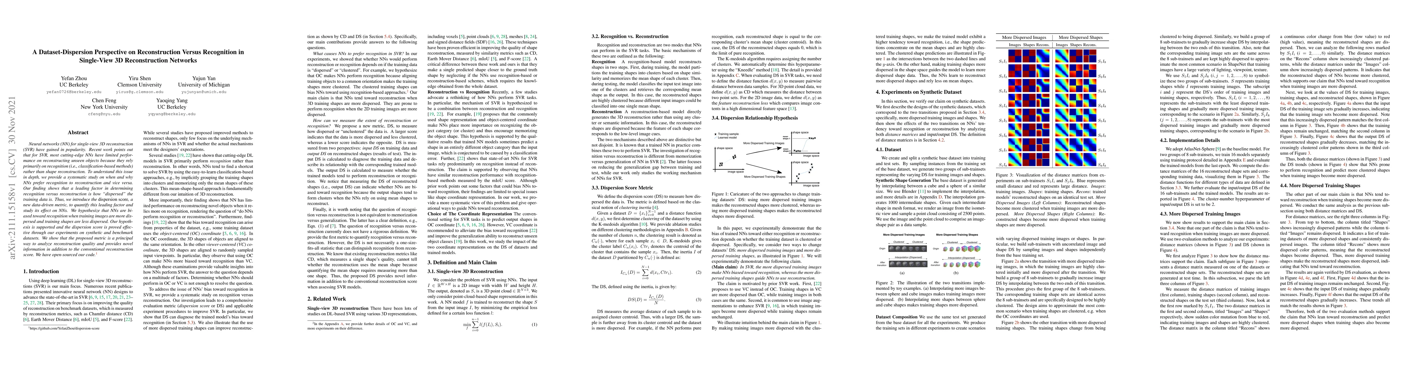 Thumbnail for A Dataset-Dispersion Perspective on Reconstruction Versus Recognition in
  Single-View 3D Reconstruction Networks