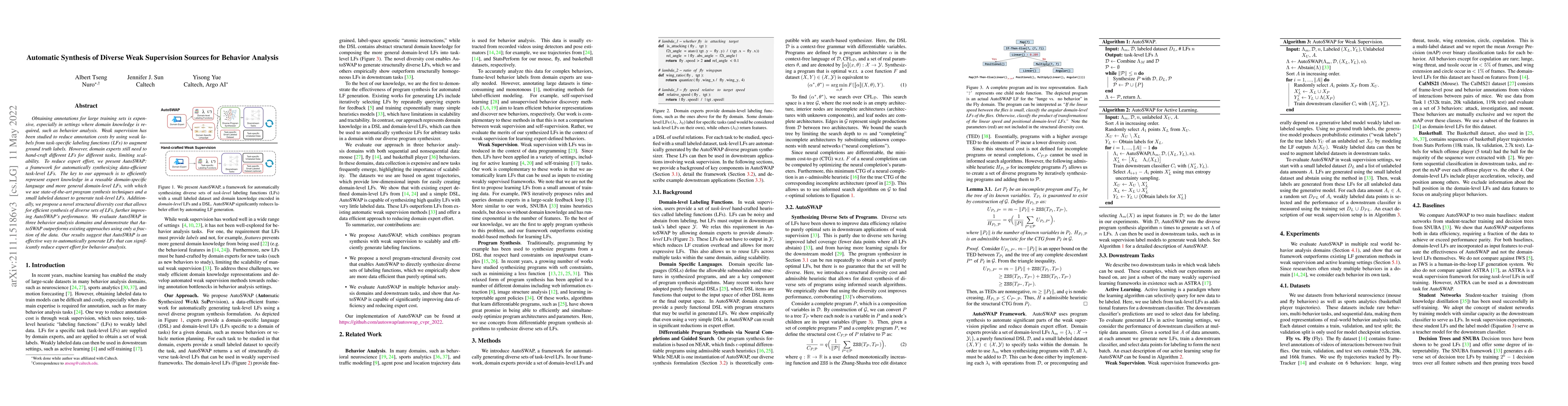 Thumbnail for Automatic Synthesis of Diverse Weak Supervision Sources for Behavior
  Analysis