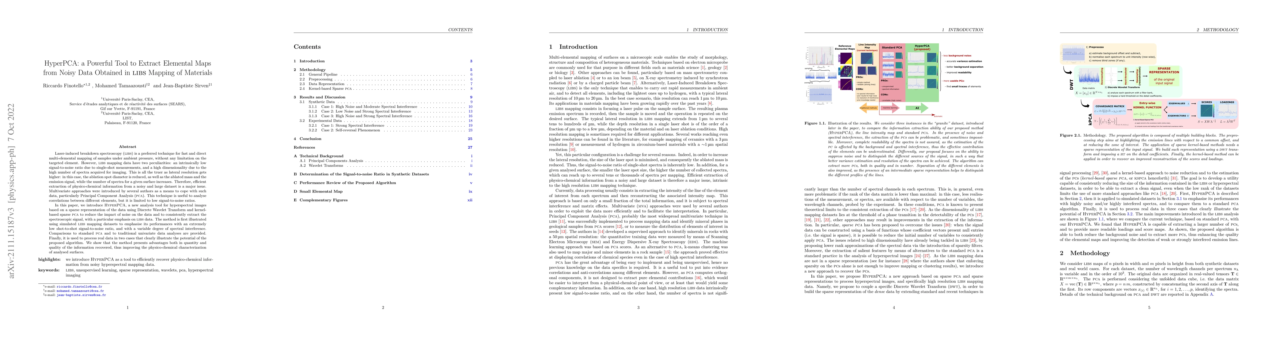 Thumbnail for HyperPCA: a Powerful Tool to Extract Elemental Maps from Noisy Data
  Obtained in LIBS Mapping of Materials