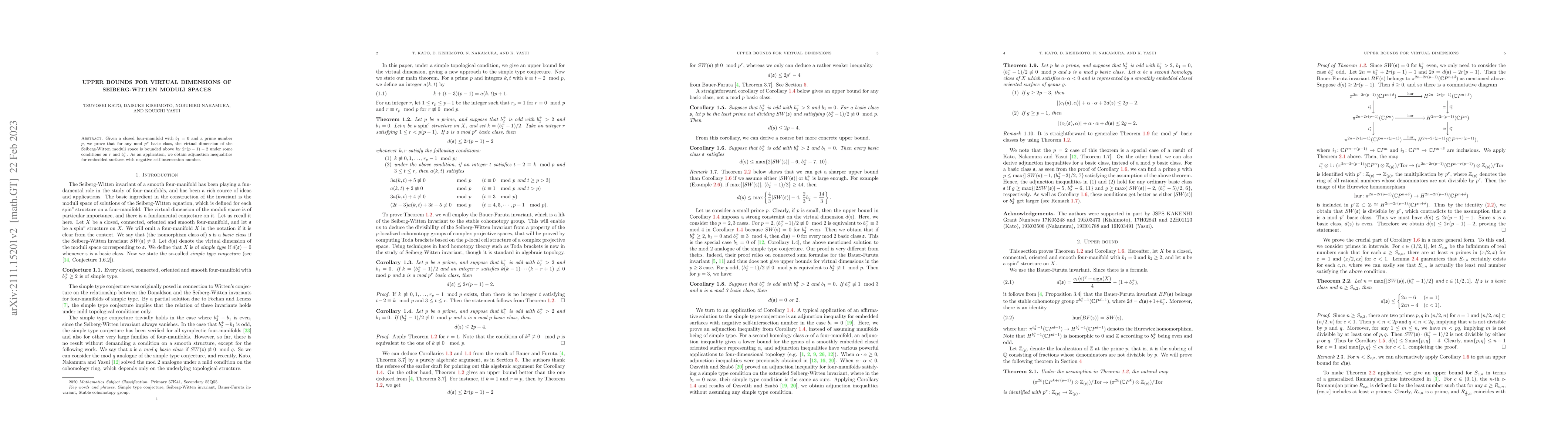 Thumbnail for Upper bounds for virtual dimensions of Seiberg-Witten moduli spaces
