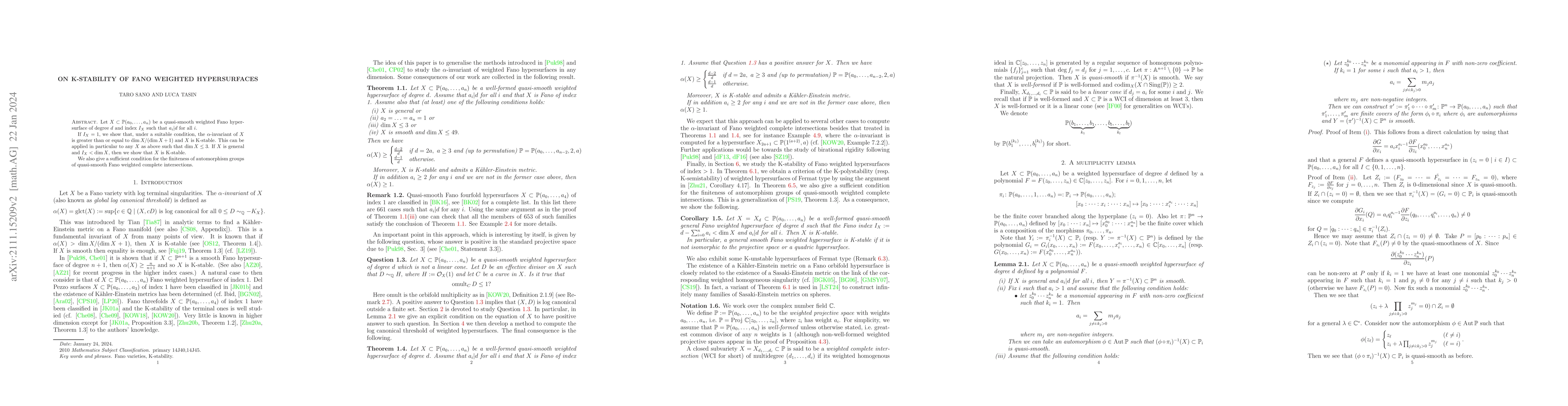 Thumbnail for On K-stability of Fano weighted hypersurfaces
