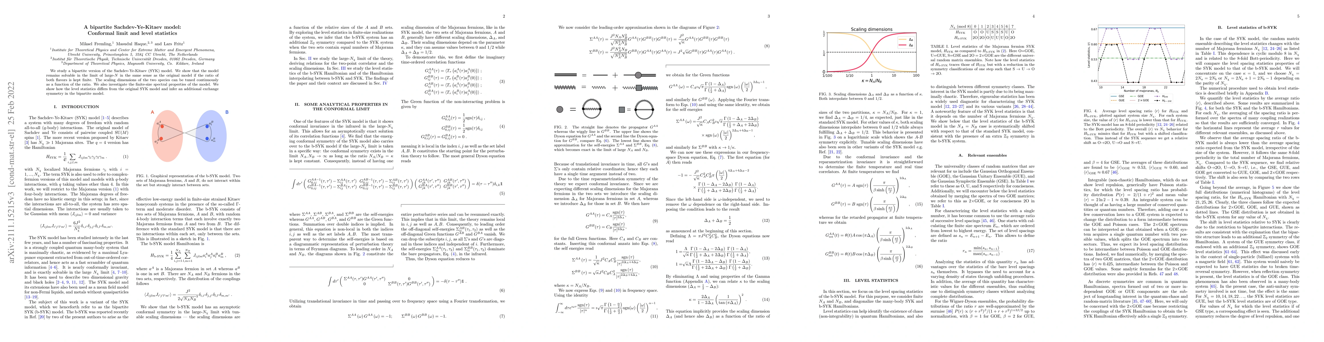 Thumbnail for A bipartite Sachdev-Ye-Kitaev model: Conformal limit and level
  statistics