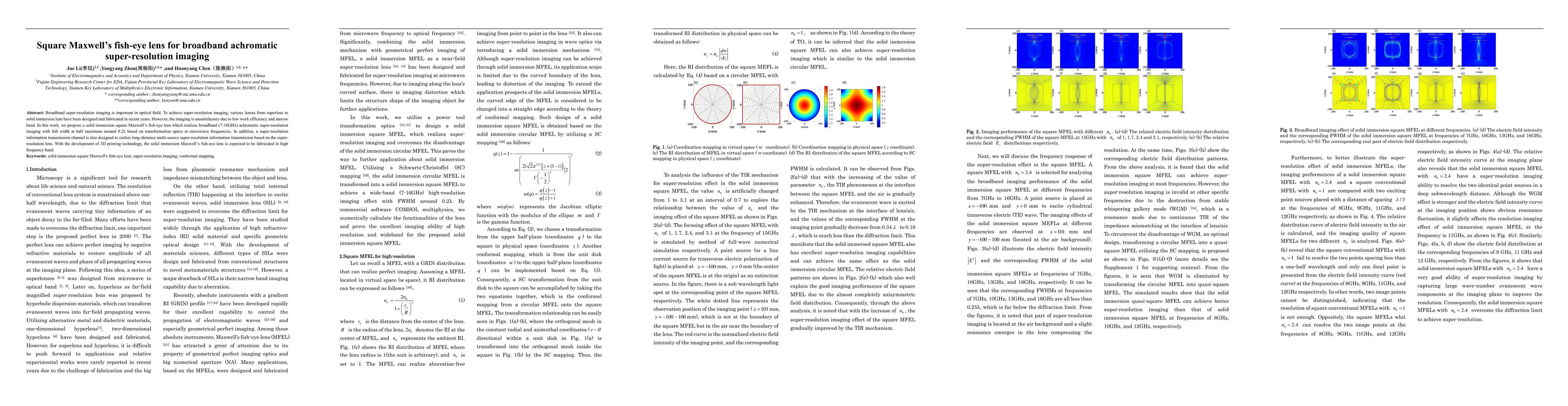 Thumbnail for Square Maxwell's fish-eye lens for broadband achromatic super-resolution
  imaging