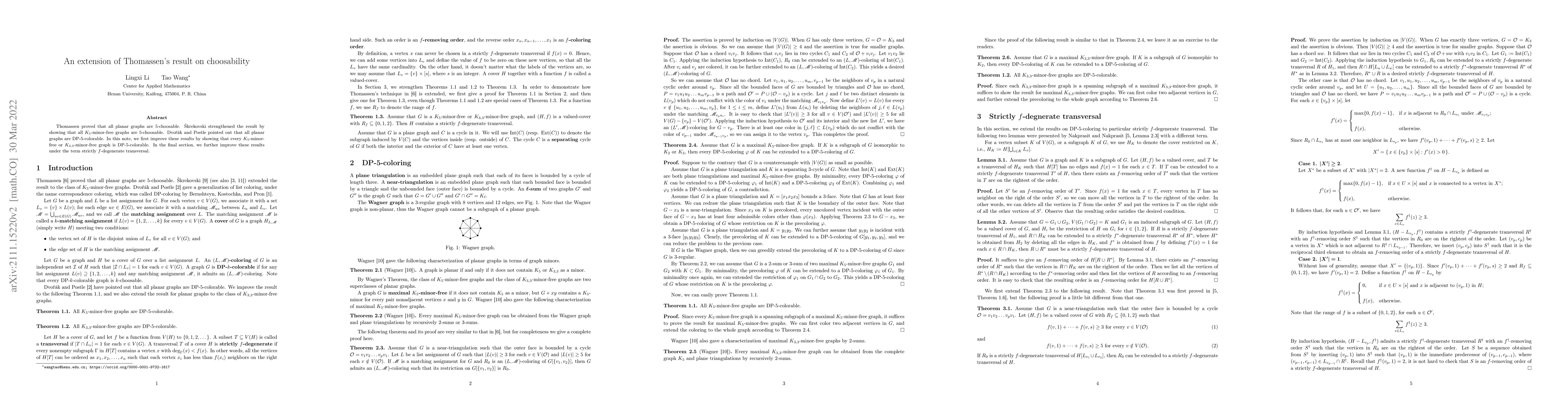 Thumbnail for An extension of Thomassen's result on choosability