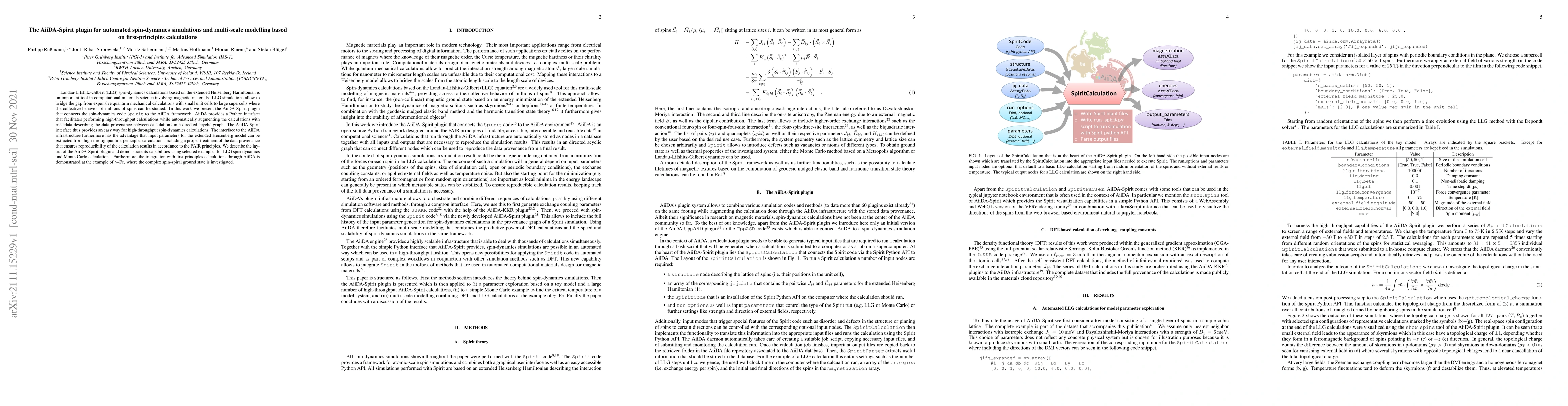 Thumbnail for The AiiDA-Spirit plugin for automated spin-dynamics simulations and
  multi-scale modelling based on first-principles calculations