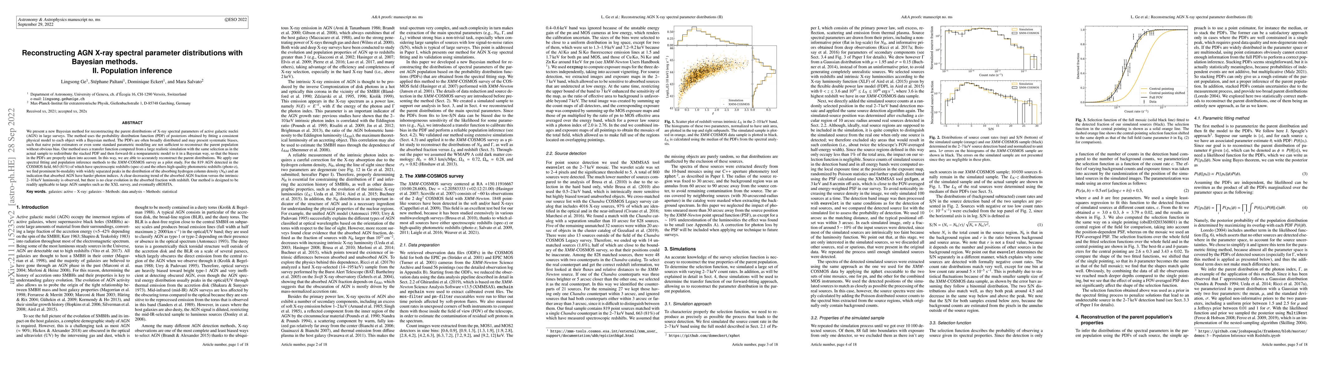 Thumbnail for Reconstructing AGN X-ray spectral parameter distributions with Bayesian
  methods II: Population inference